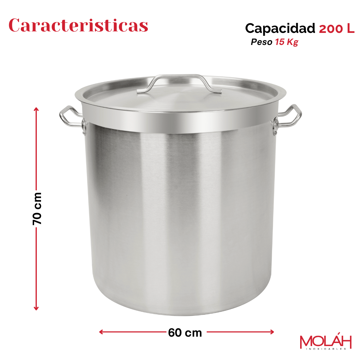 Vaporera 200 Lts. Acero Inoxidable Ø60cm x 70cm alto